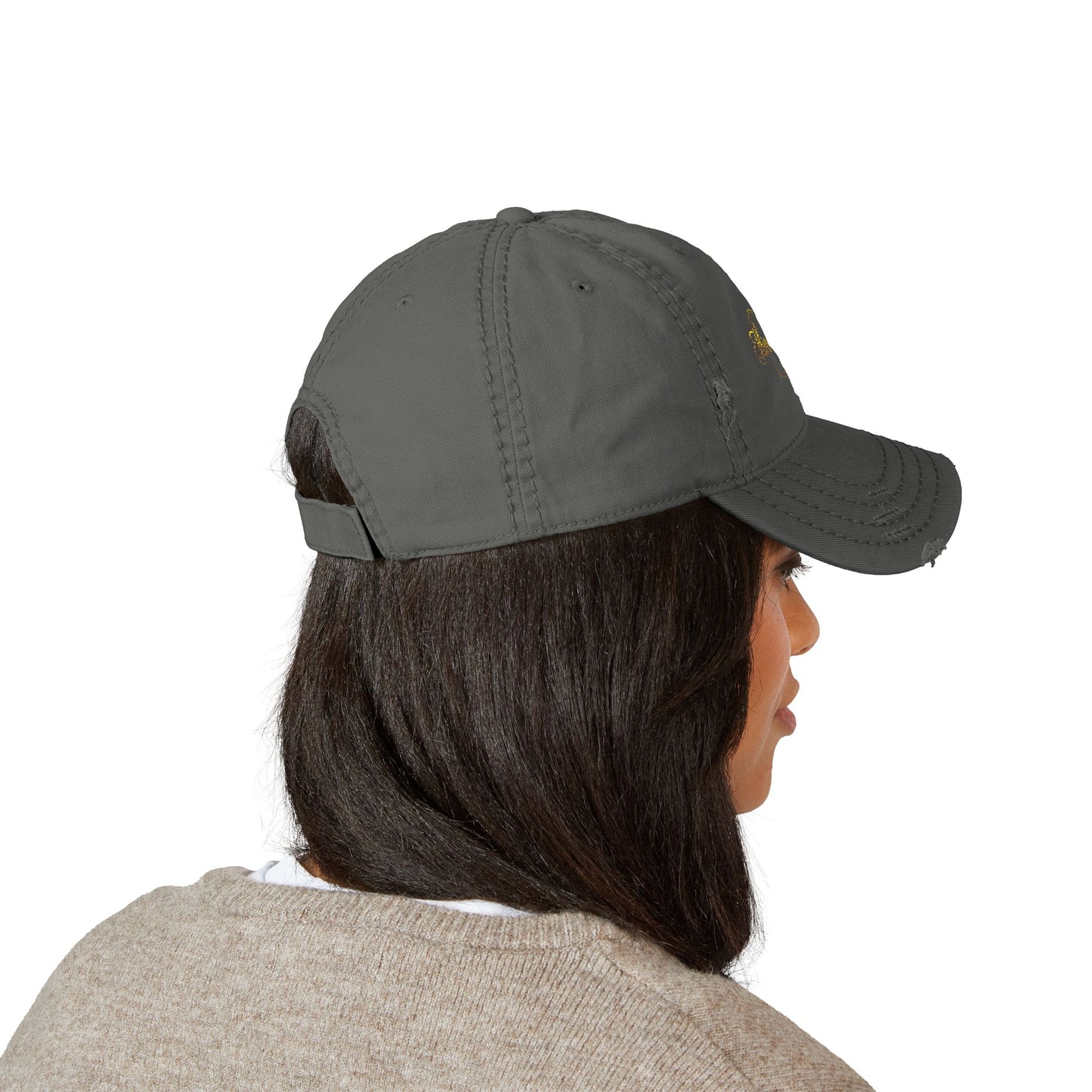 Copy of Embroidered Chalice Distressed Dad Hat — Vintage Gray Baseball Cap