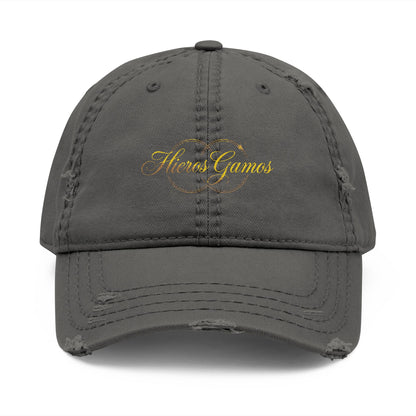 Copy of Embroidered Chalice Distressed Dad Hat — Vintage Gray Baseball Cap