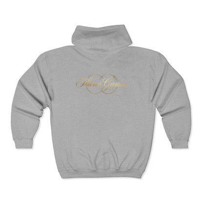 Copy of Copy of Gold Chalice Cross Zip Hoodie — Small Chest Emblem Religious Symbol Full-Zip Hoodie