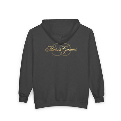 Copy of Copy of Gold Chalice Cross Zip Hoodie — Small Chest Emblem Religious Symbol Full-Zip Hoodie