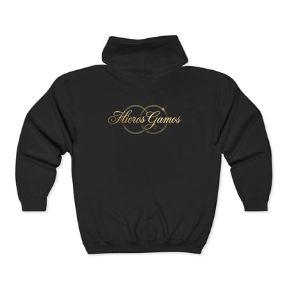 Copy of Copy of Gold Chalice Cross Zip Hoodie — Small Chest Emblem Religious Symbol Full-Zip Hoodie