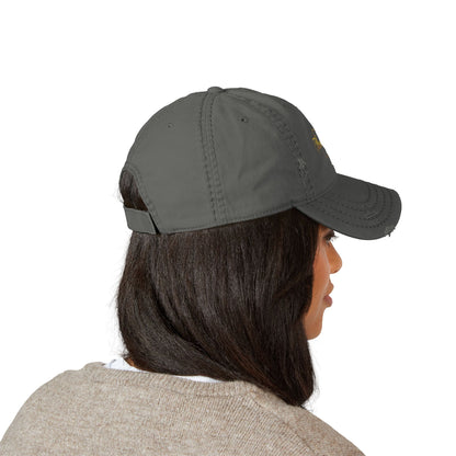 Copy of Embroidered Chalice Distressed Dad Hat — Vintage Gray Baseball Cap