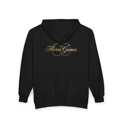 Copy of Copy of Gold Chalice Cross Zip Hoodie — Small Chest Emblem Religious Symbol Full-Zip Hoodie